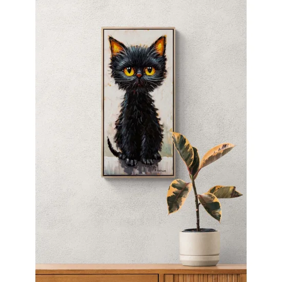 Kara Kedinin Düşleri Yağlı Boya Tablosu