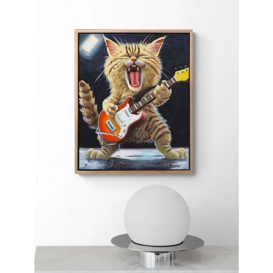 Rock Star Kedi Yağlı Boya Tablosu