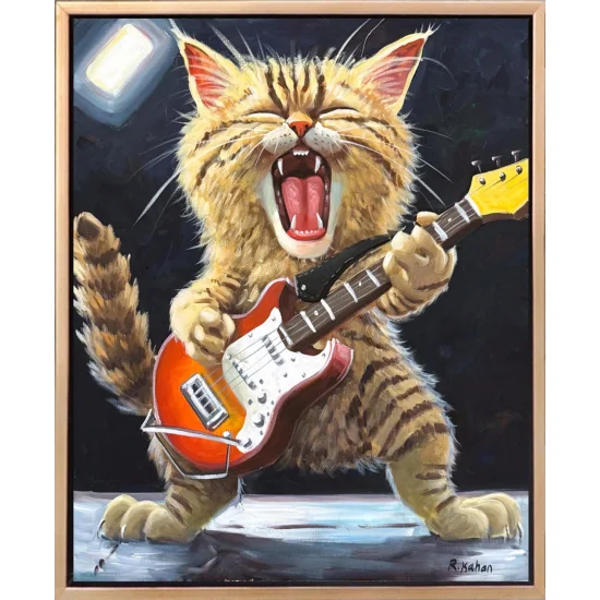 Rock Star Kedi Yağlı Boya Tablosu