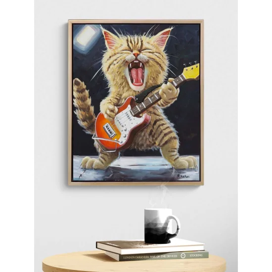 Rock Star Kedi Yağlı Boya Tablosu