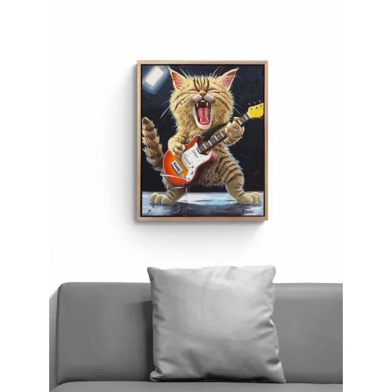 Rock Star Kedi Yağlı Boya Tablosu