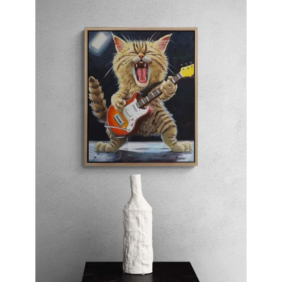 Rock Star Kedi Yağlı Boya Tablosu