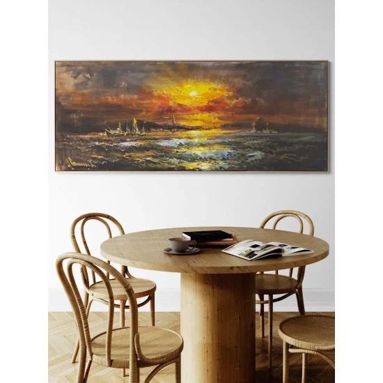 Denizde Sessiz Akşam Yağlı Boya Tablosu