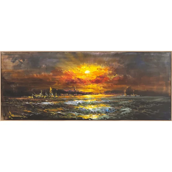 Denizde Sessiz Akşam Yağlı Boya Tablosu