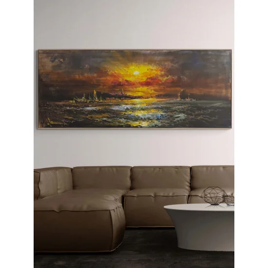 Denizde Sessiz Akşam Yağlı Boya Tablosu