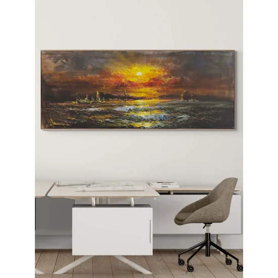 Denizde Sessiz Akşam Yağlı Boya Tablosu