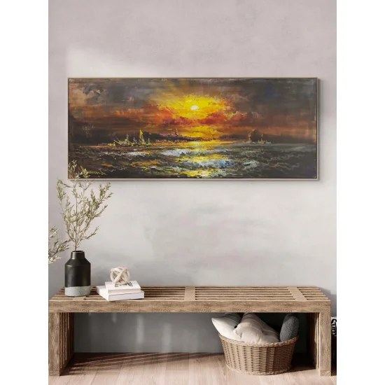 Denizde Sessiz Akşam Yağlı Boya Tablosu