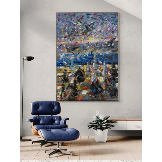 Boğazda Satranç Hamleleri Yağlı Boya Tablosu