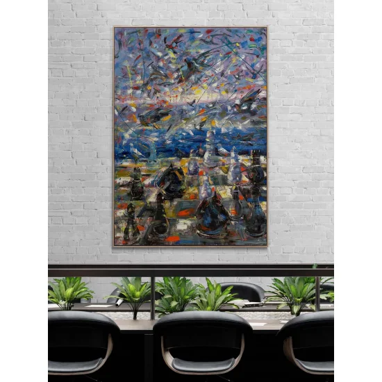 Boğazda Satranç Hamleleri Yağlı Boya Tablosu