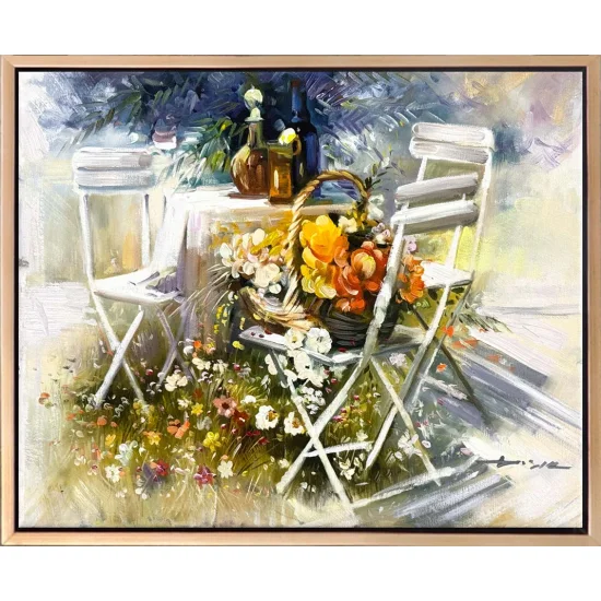 Bahçede Yaz Yağlı Boya Tablosu