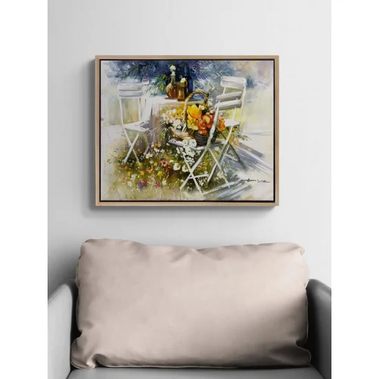 Bahçede Yaz Yağlı Boya Tablosu