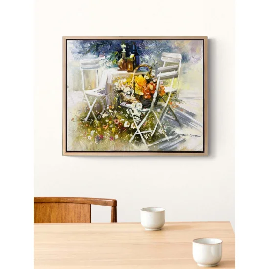 Bahçede Yaz Yağlı Boya Tablosu