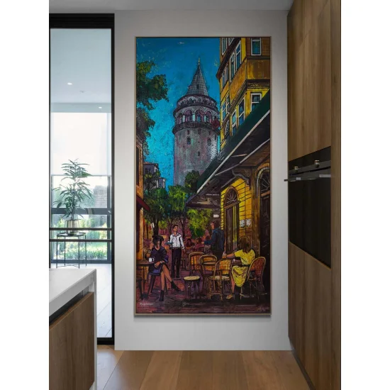 Galata’da Bir Akşam Sohbeti Yağlı Boya Tablosu