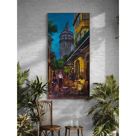 Galata’da Bir Akşam Sohbeti Yağlı Boya Tablosu