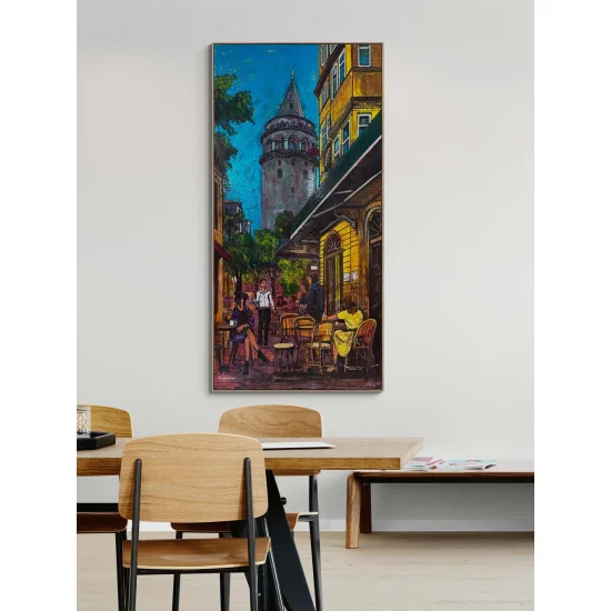 Galata’da Bir Akşam Sohbeti Yağlı Boya Tablosu