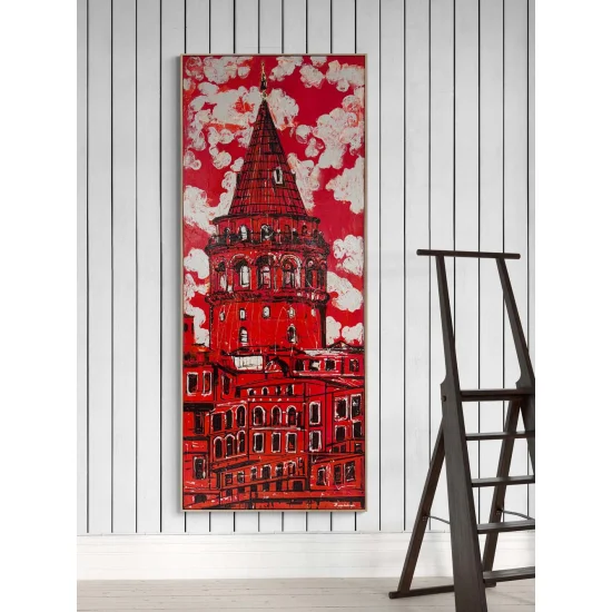 Kırmızı Galata Yağlı Boya Tablosu