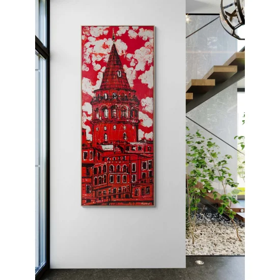 Kırmızı Galata Yağlı Boya Tablosu