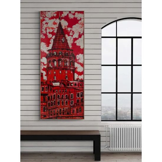 Kırmızı Galata Yağlı Boya Tablosu