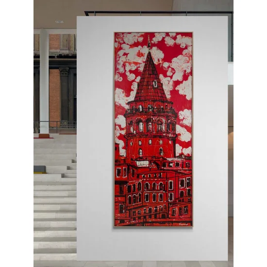 Kırmızı Galata Yağlı Boya Tablosu