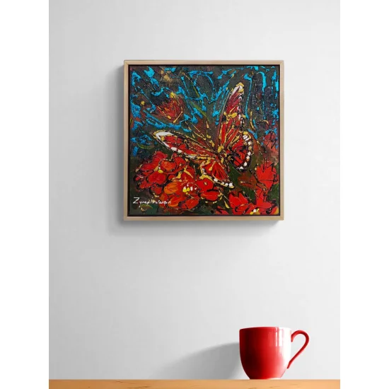 Bir Kelebeğin Dokunuşu Yağlı Boya Tablosu