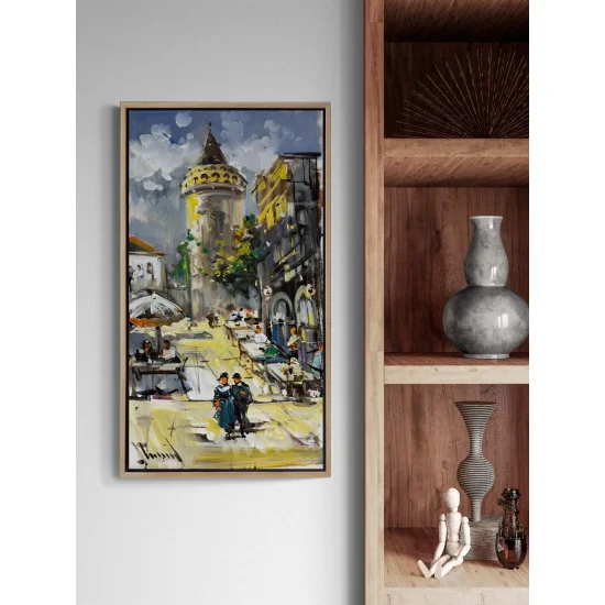 Galatanın Eski Sokaklarında Yağlı Boya Tablosu