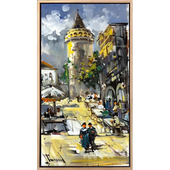 Galatanın Eski Sokaklarında Yağlı Boya Tablosu