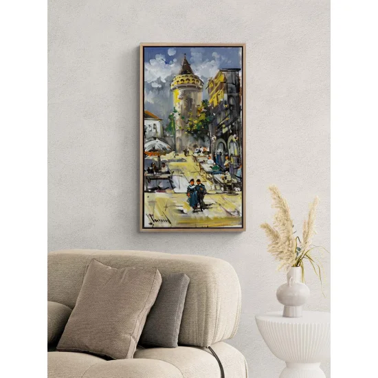 Galatanın Eski Sokaklarında Yağlı Boya Tablosu