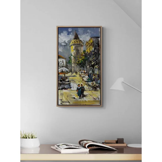 Galatanın Eski Sokaklarında Yağlı Boya Tablosu