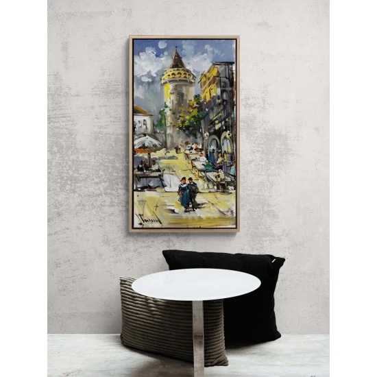 Galatanın Eski Sokaklarında Yağlı Boya Tablosu