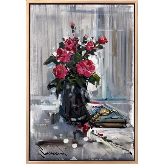 Güllerin Sessizliği Yağlı Boya Tablosu