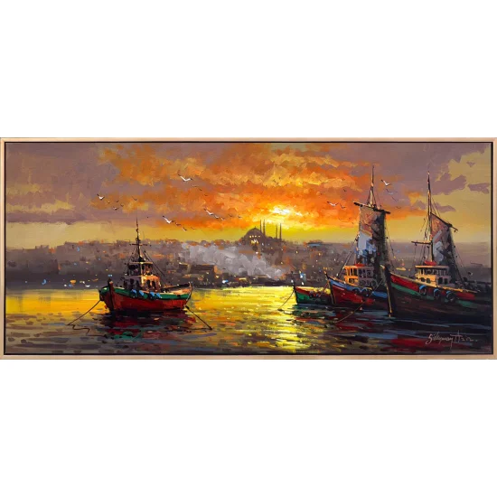 Gün Batarken İstanbul Yağlı Boya Tablosu