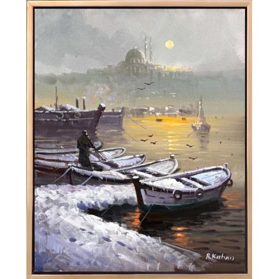 Kış Zamanı Boğaz Yağlı Boya Tablosu