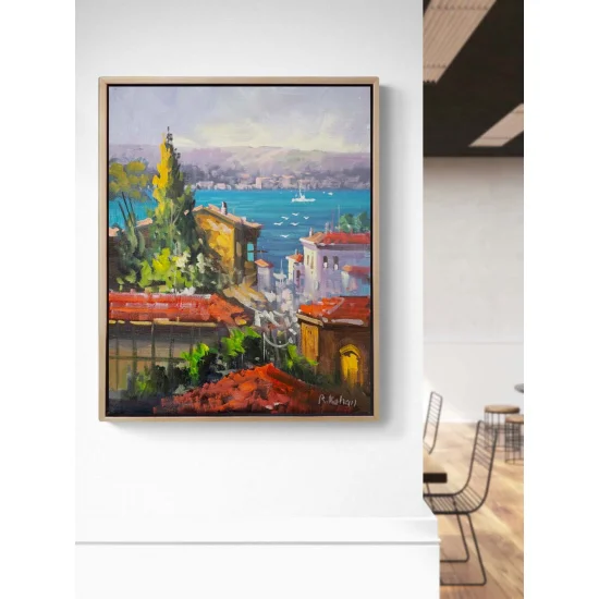 Mavi Şehrin Sırrı Yağlı Boya Tablosu