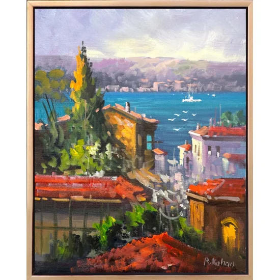 Mavi Şehrin Sırrı Yağlı Boya Tablosu