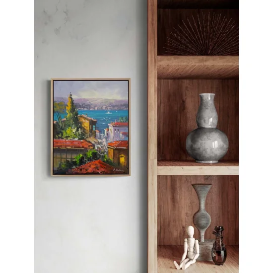 Mavi Şehrin Sırrı Yağlı Boya Tablosu