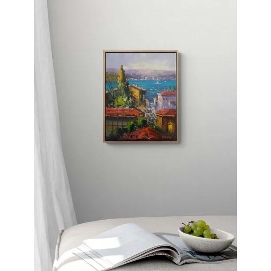 Mavi Şehrin Sırrı Yağlı Boya Tablosu