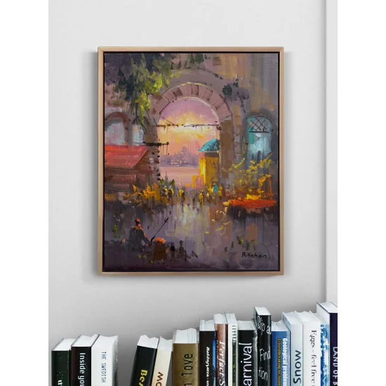 Renkli Sokaklar Yağlı Boya Tablosu