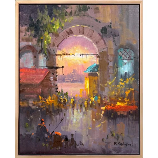 Renkli Sokaklar Yağlı Boya Tablosu