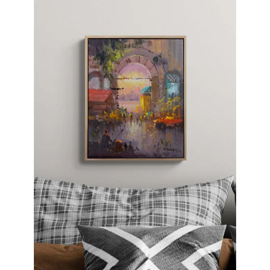 Renkli Sokaklar Yağlı Boya Tablosu