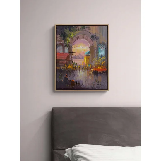 Renkli Sokaklar Yağlı Boya Tablosu