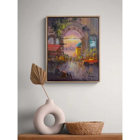 Renkli Sokaklar Yağlı Boya Tablosu