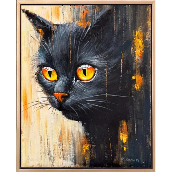 Masum Kedi Bakışları Yağlı Boya Tablosu