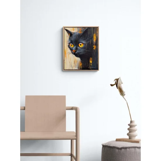 Masum Kedi Bakışları Yağlı Boya Tablosu