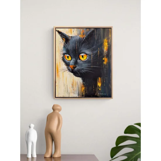 Masum Kedi Bakışları Yağlı Boya Tablosu