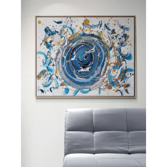 Dance of Birds in Blues Oil Painting