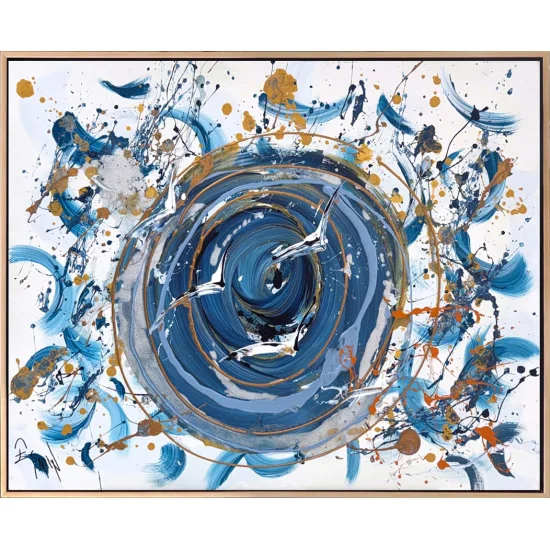 Dance of Birds in Blues Oil Painting