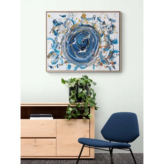 Dance of Birds in Blues Oil Painting