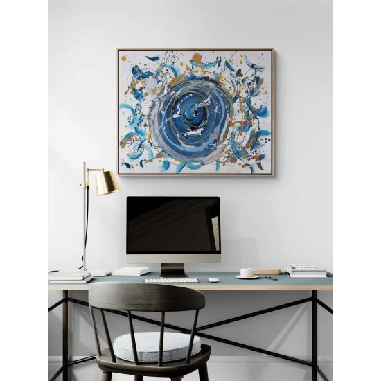 Dance of Birds in Blues Oil Painting