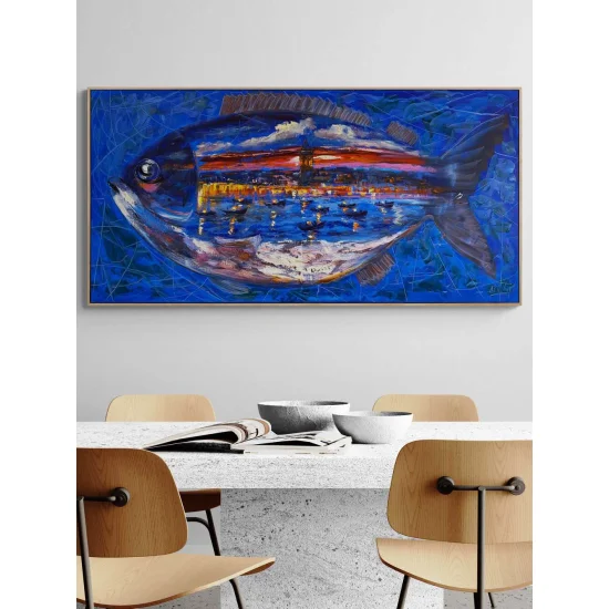 Denizin Kalbinde İstanbul Yağlı Boya Tablosu