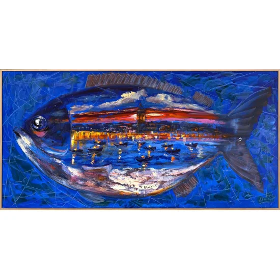 Denizin Kalbinde İstanbul Yağlı Boya Tablosu